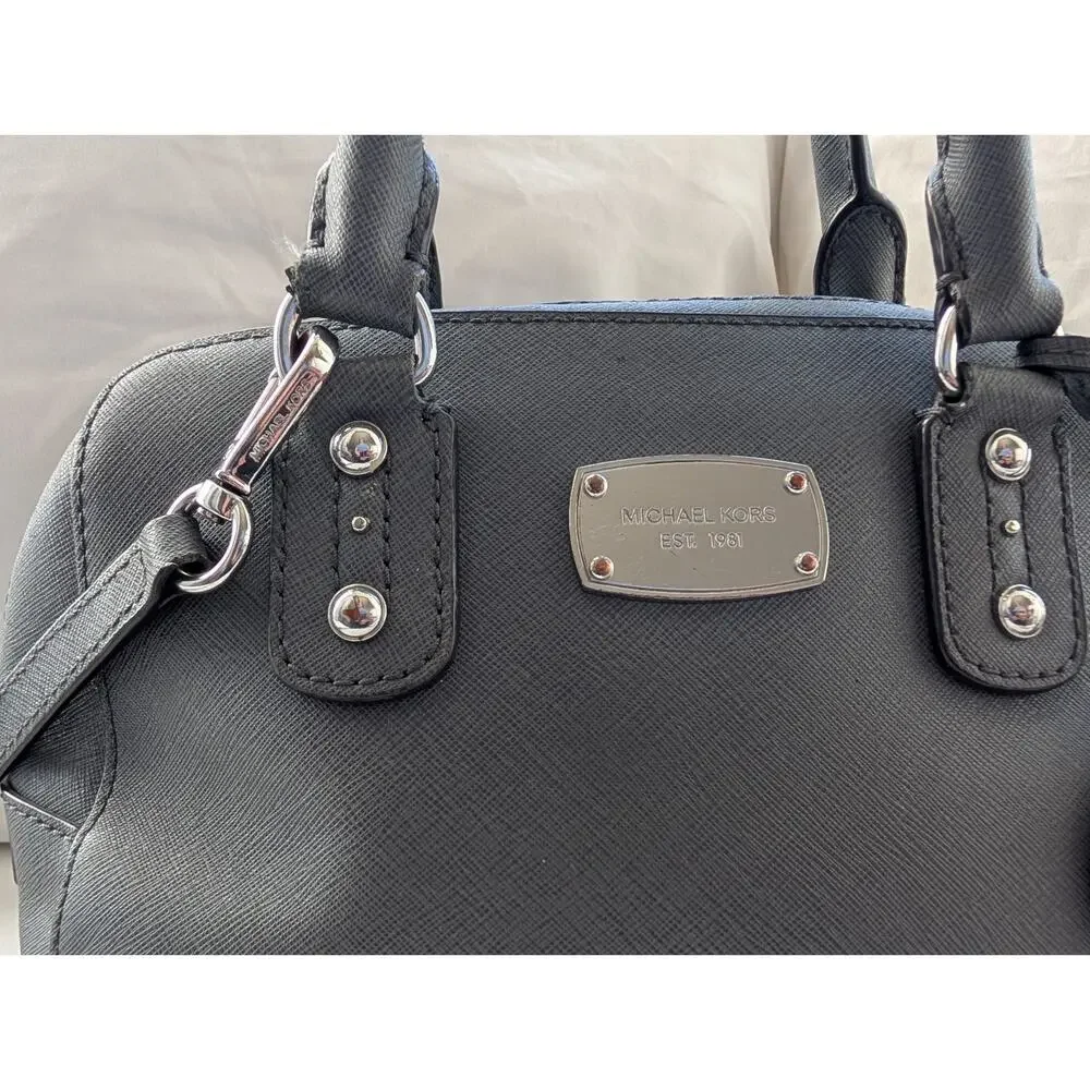 Michael Kors Reese Gray Saffiano Zip Satchel Top Handle Bag Crossbody Strap